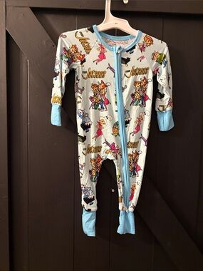 BAMBOO Light Blue Cartoon Character Footed One-Piece